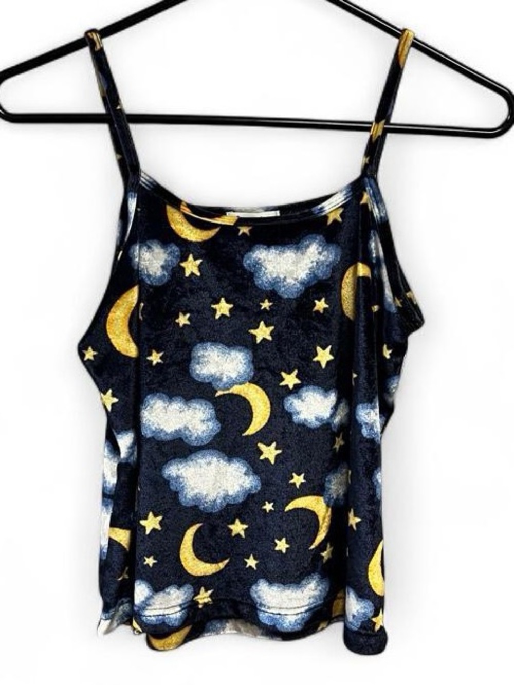 90’s Y2K Expressions Lingerie Stars Moons Clouds Velvet Tank Top Size Medium